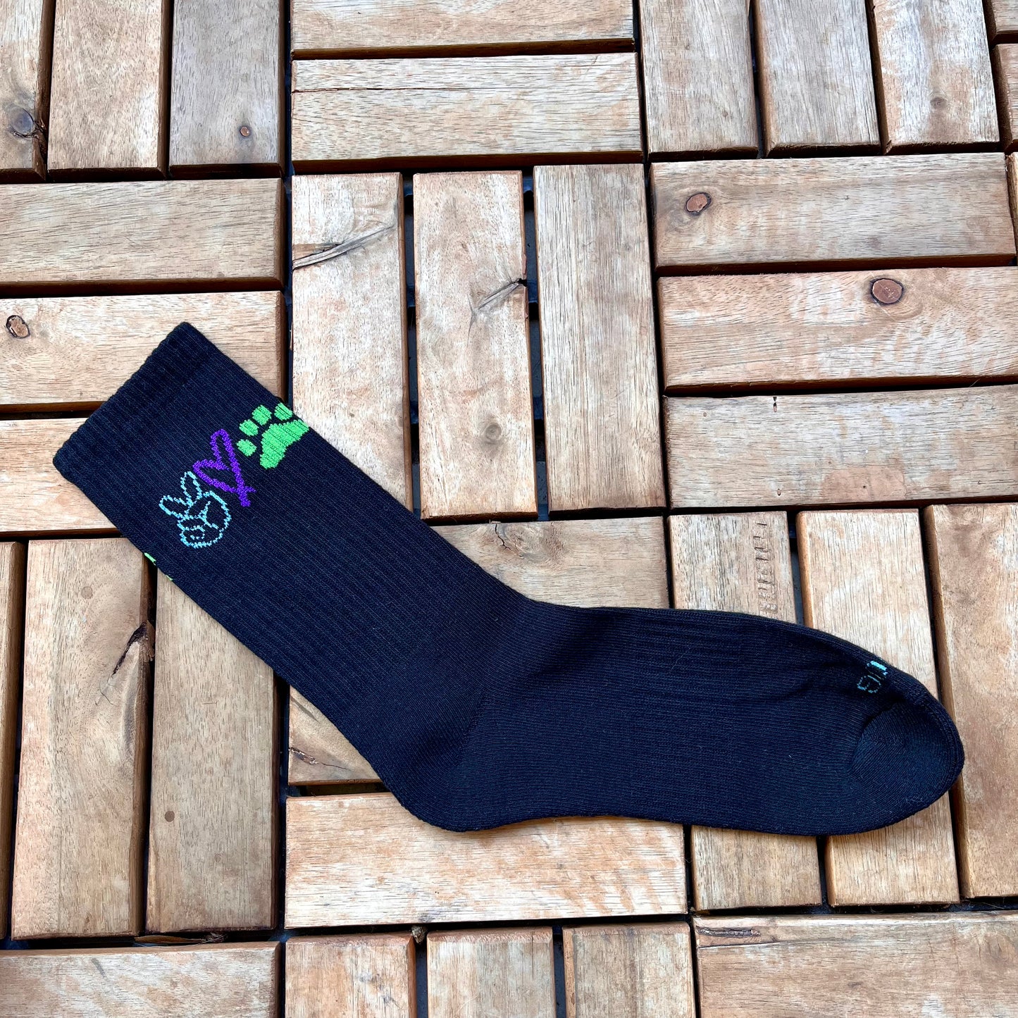 Socken - "Peace, Love and Dog 'n Roll" schwarz