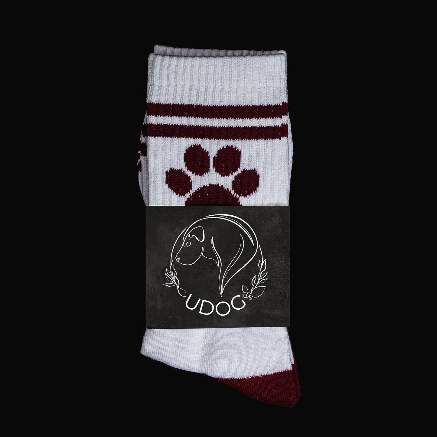 Socken - "Pfote" weiß-weinrot