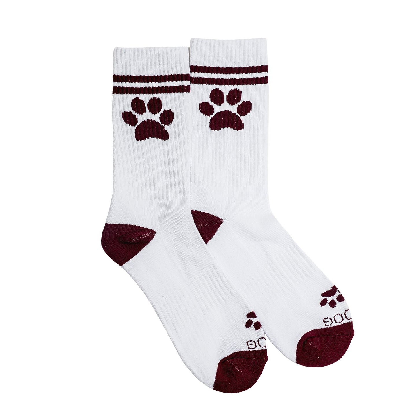 Socken - "Pfote" weiß-weinrot