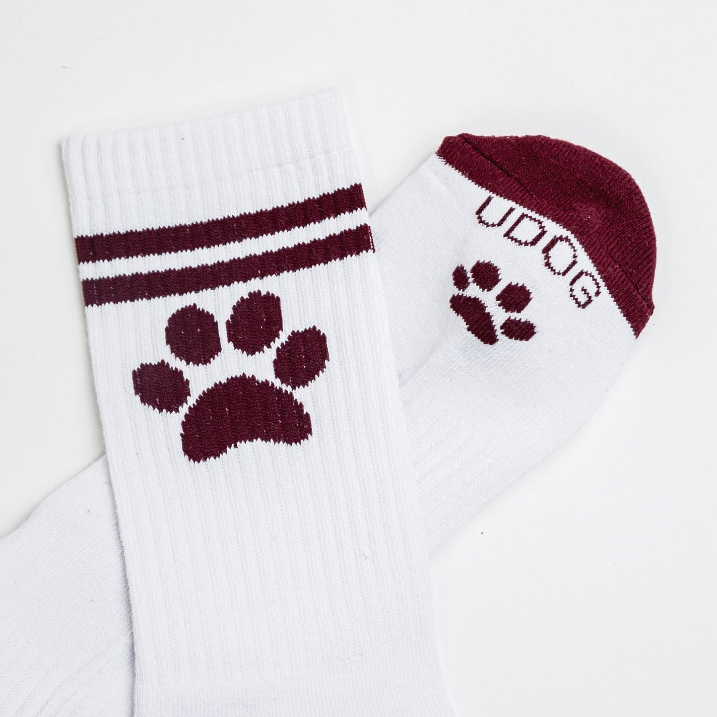 Socken - "Pfote" weiß-weinrot