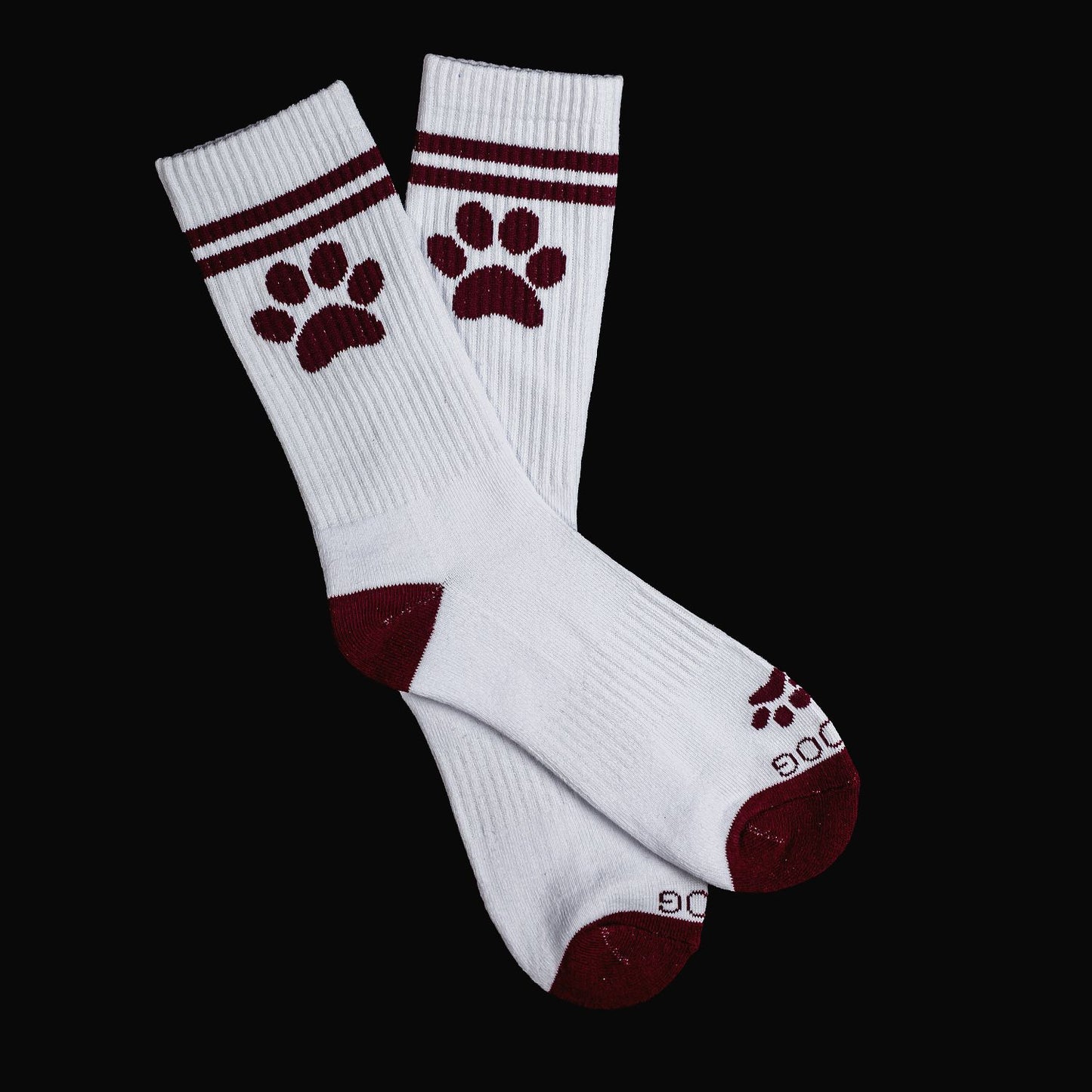 Socken - "Pfote" weiß-weinrot