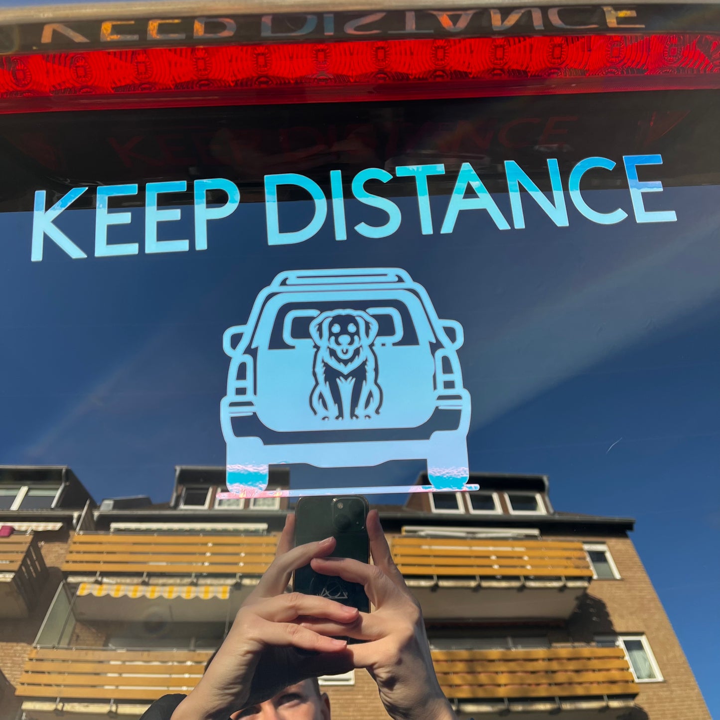 KEEP DISTANCE lettering